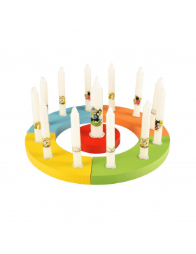 10 x PAPSTAR Kerzenring Set aus Holz farbig Ø 25 cm