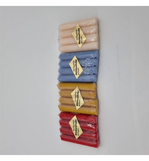 200 (50 x 4er Beutel) Adventskerzen, Hüttenlicht rot, honigfarben, hellblau, Champagne,  Höhe 11 cm, Ø 2cm
