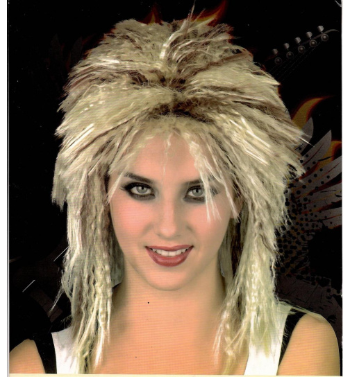 Punk - Rock Perücke blond mit braune Strähnen