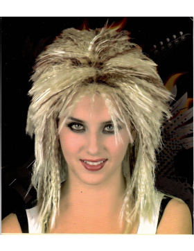 Punk - Rock Perücke blond mit braune Strähnen