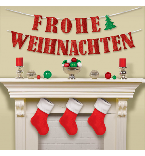 Letter Banner Frohe Weihnachten 365x18 cm – Papier Girlande Weihnachtsdeko
