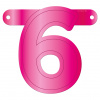 Banner-Girlande Ziffer / Zahl 6 Magenta