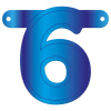 Banner-Girlande Ziffer / Zahl 6 Blau