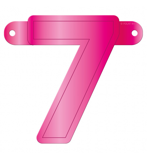 Banner-Girlande Ziffer / Zahl 7 Magenta