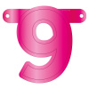 Banner-Girlande Ziffer / Zahl 9 Magenta