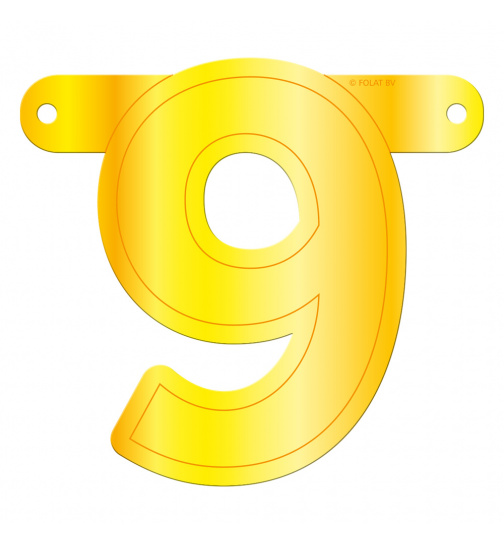 Banner-Girlande Ziffer / Zahl 9 Gelb