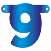 Banner-Girlande Ziffer / Zahl 9 Blau