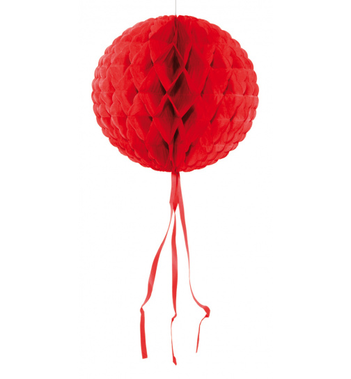 Wabenfächerdeko Rund Rot - 30 cm