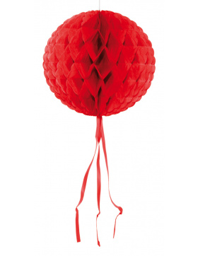 Wabenfächerdeko Rund Rot - 30 cm