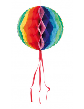 Regenbogen Wabenfächerdeko Rund 30 cm - 3 Stück
