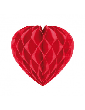 Wabenfächerdeko Herz Rot - 30 cm