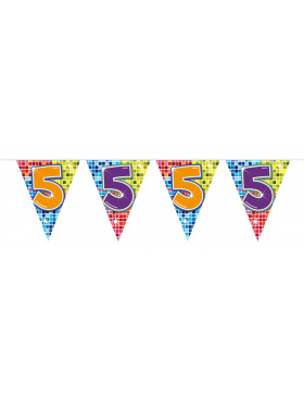 5. Geburtstag Mini-Wimpelkette Bunt - 3 Meter