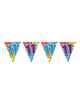 11. Geburtstag Mini-Wimpelkette Bunt - 3 Meter