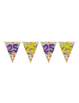 25. Geburtstag Mini-Wimpelkette Bunt - 3 Meter