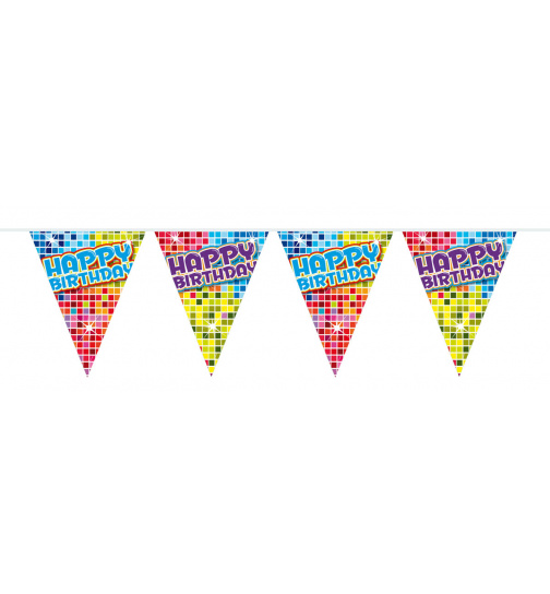 Geburtstag Mini-Wimpelkette Bunt - 3 Meter