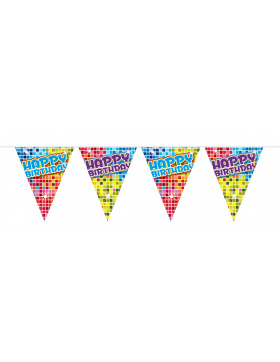 Geburtstag Mini-Wimpelkette Bunt - 3 Meter