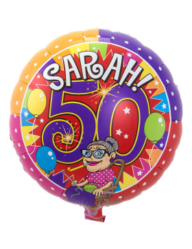 50. Geburtstag Folienballon Sarah Superparty - 45 cm