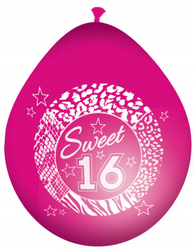 Sweet 16 Ballons Rosa - 8 Stück