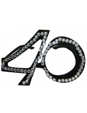 40. Geburtstag Spaß-Brille mit Diamanten - Schwarz