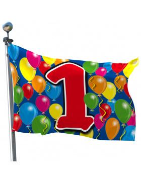 1. Geburtstag Fahne mit Ballons - 60x90 cm