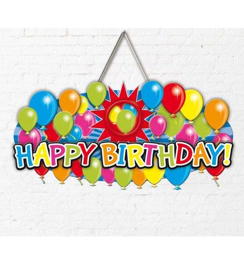 Türschild 3D Ballons Geburtstag Happy Birthday