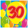 30. Geburtstag Servietten mit Ballons 25x25 cm - 20 Stück