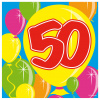 50. Geburtstag Servietten mit Ballons 25x25 cm - 20 Stück