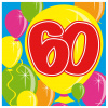 60. Geburtstag Servietten mit Ballons 25x25 cm - 20 Stück