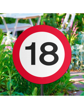18. Geburtstag Gartenstecker Verkehrsschild - 26x52 cm