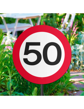 50. Geburtstag Gartenstecker Verkehrsschild - 26x52 cm