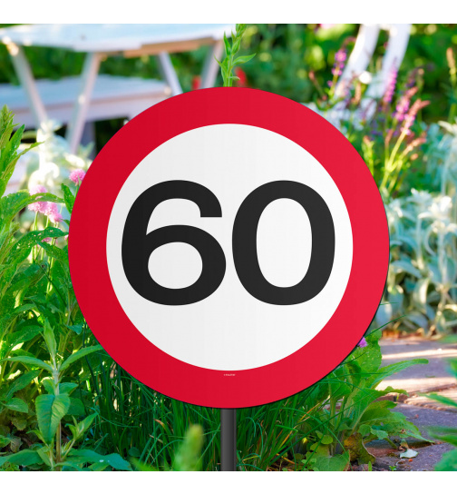 60. Geburtstag Gartenstecker Verkehrsschild - 26x52 cm