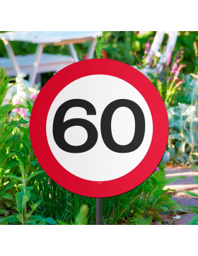 60. Geburtstag Gartenstecker Verkehrsschild - 26x52 cm