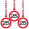 25. Geburtstag Hängedeko Verkehrsschild - 3 Stück