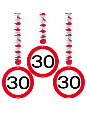 30. Geburtstag Hängedeko Verkehrsschild - 3 Stück