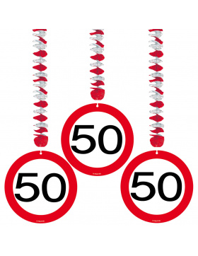 50. Geburtstag Hängedeko Verkehrsschild - 3 Stück