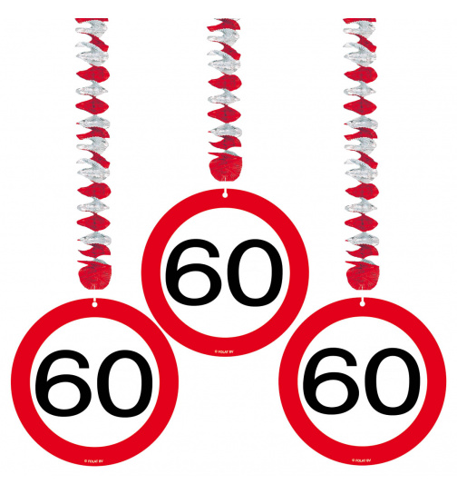 60. Geburtstag Hängedeko Verkehrsschild - 3 Stück