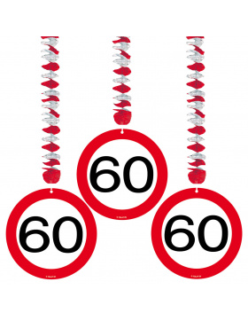 60. Geburtstag Hängedeko Verkehrsschild - 3 Stück