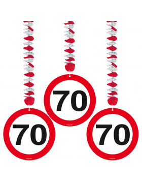 70. Geburtstag Hängedeko Verkehrsschild - 3 Stück