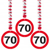 70. Geburtstag Hängedeko Verkehrsschild - 3 Stück