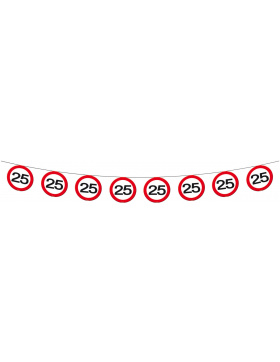 25. Geburtstag Girlande Verkehrsschild  - 12 Meter