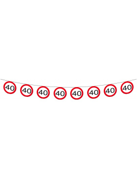 40. Geburtstag Girlande Verkehrsschild  - 12 Meter
