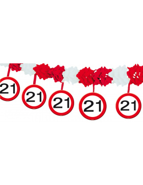 21. Geburtstag Girlande Verkehrsschild mit Hängern