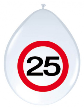 25. Geburtstag Ballons Verkehrsschild - 8 Stück