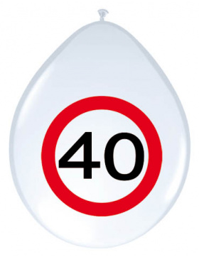 40. Geburtstag Ballons Verkehrsschild - 8 Stück