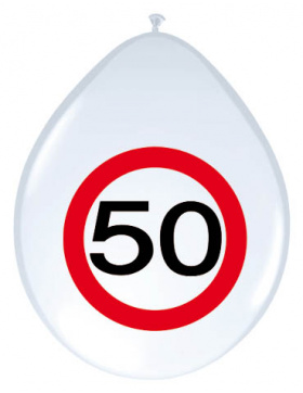 50. Geburtstag Ballons Verkehrsschild - 8 Stück