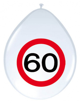 60. Geburtstag Ballons Verkehrsschild - 8 Stück
