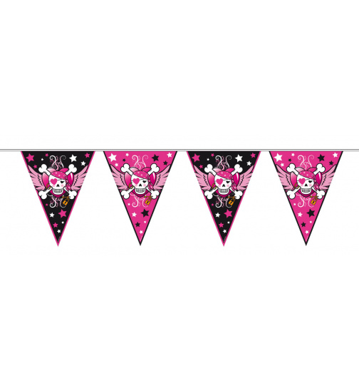 Pinkes Piratenmädchen Wimpelkette - 10 Meter
