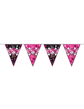 Pinkes Piratenmädchen Wimpelkette - 10 Meter