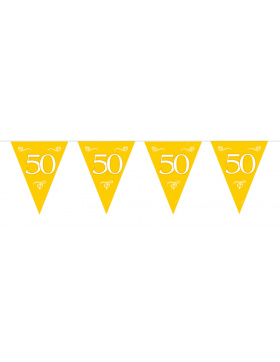 Goldhochzeit / 50. Geburtstag Wimpelkette Gold - 10 Meter