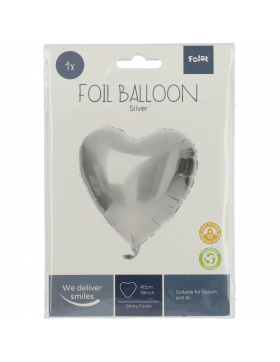 5x Folienballon Herz Silber 45cm 18 inch Heliumballons Party Deko
